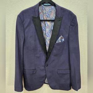 Paisley & Gray Slim Fit Purple Blazer with Black Lapel 44R